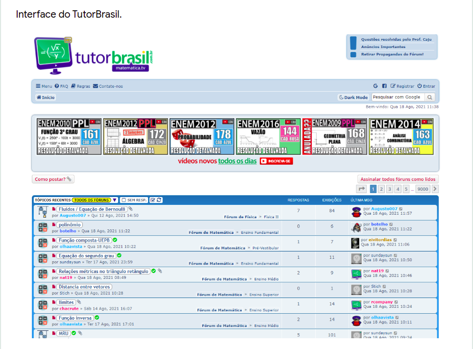 Página inicial do Fórum TutorBrasil